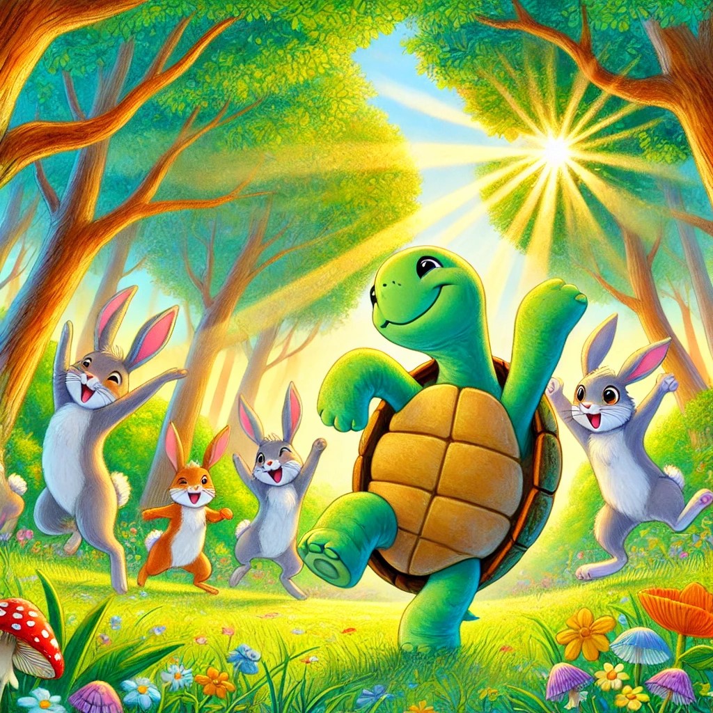 Tita, la tortuga que quería bailar . Cada imagen refleja distintos momentos llenos de luz, naturaleza y amistad, ideales para contar el cuento a los más pequeños. 